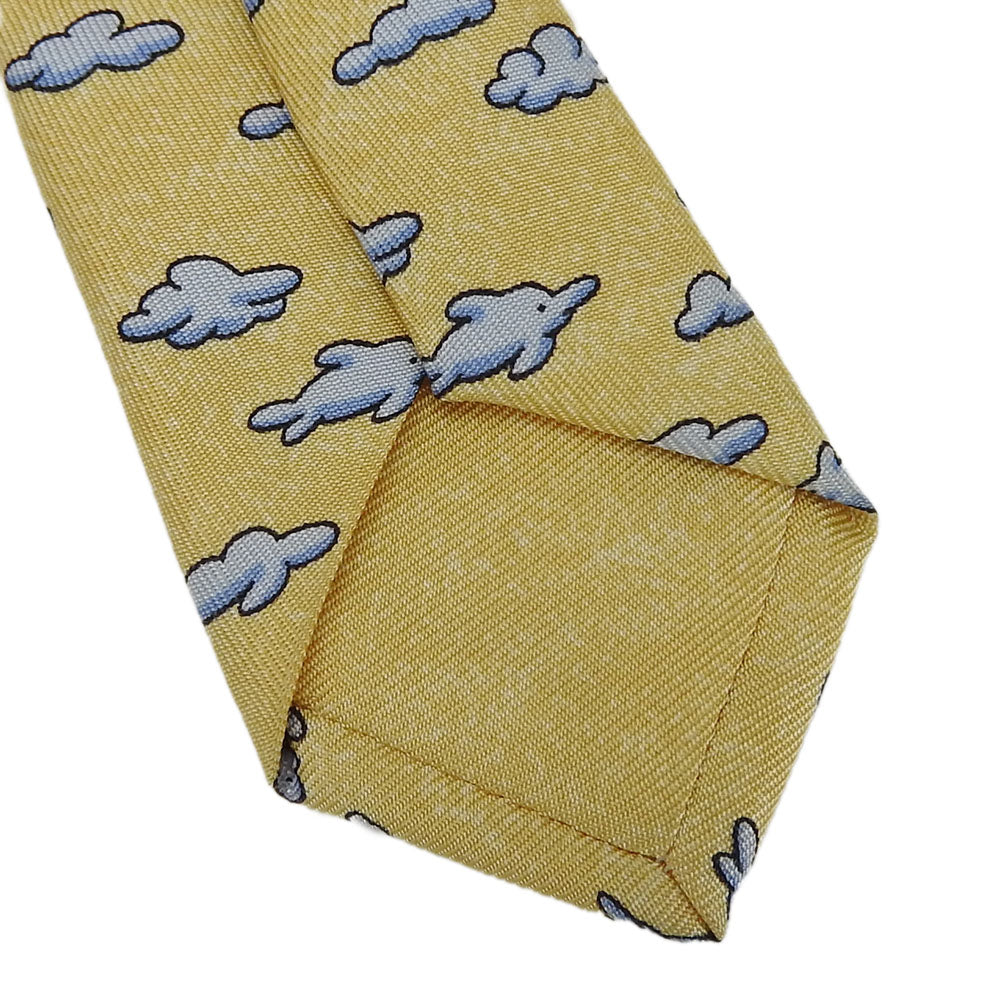 USED HERMES Silk Tie Yellow