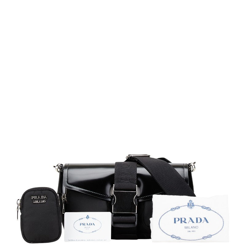 Prada Nylon Leather Logo Crossbody Bag 1BD295