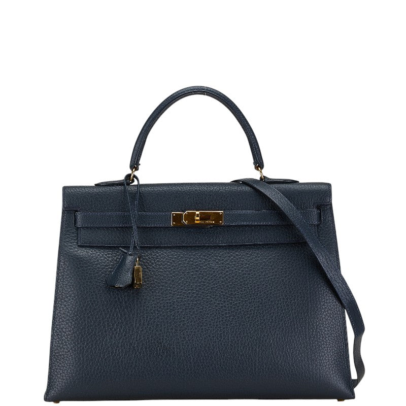 Hermes Kelly 35 Handbag 2WAY Navy Gold