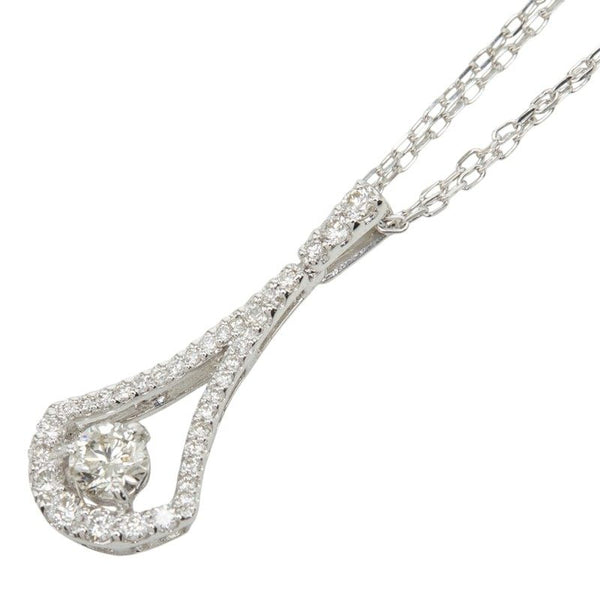 Au750 White Gold Diamond Drop Pendant Necklace
