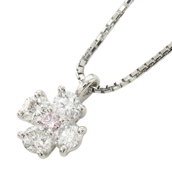 Platinum Pink Diamond Diamond Flower Pendant Necklace