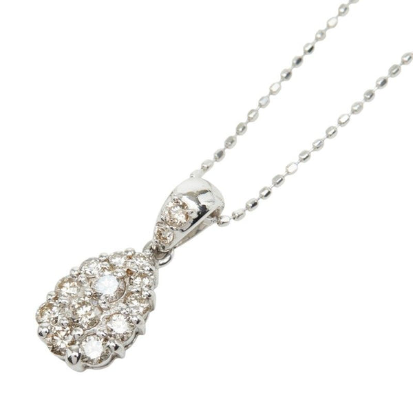 Au750 White Gold Diamond Drop Pendant Necklace