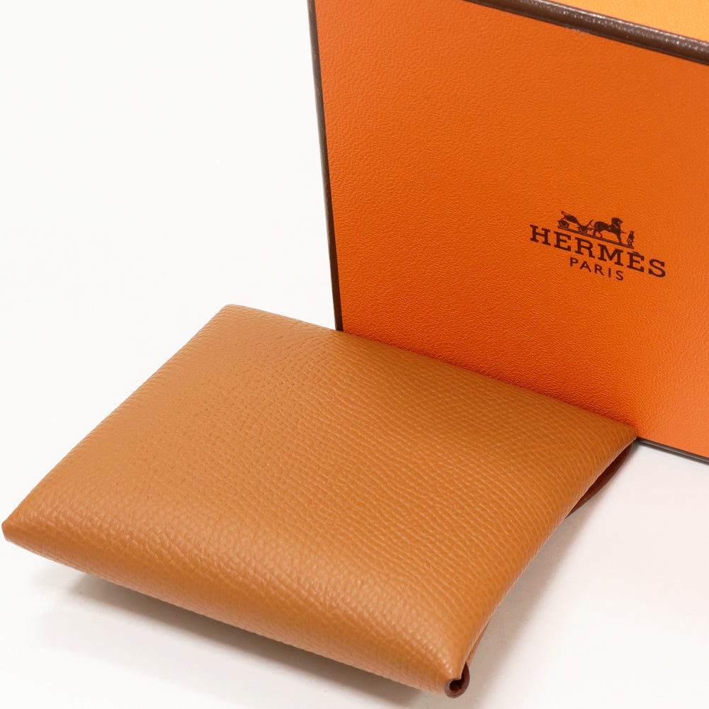 Hermes Bastia Epsom Coin Case Gold with Silver Hardware in Pristine Condition