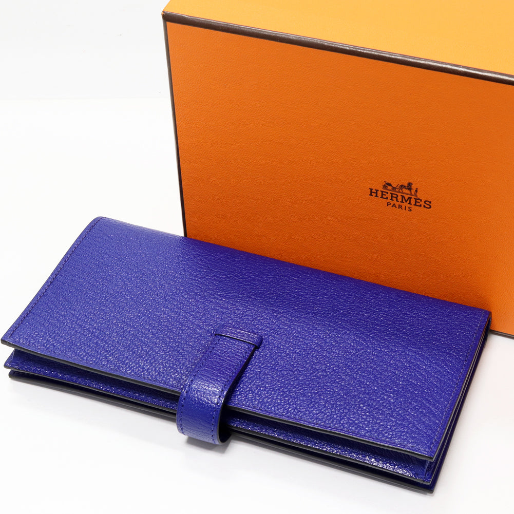 Hermes Chevre Bearn Souffle Long Wallet with Coin Pocket in Pristine Condition