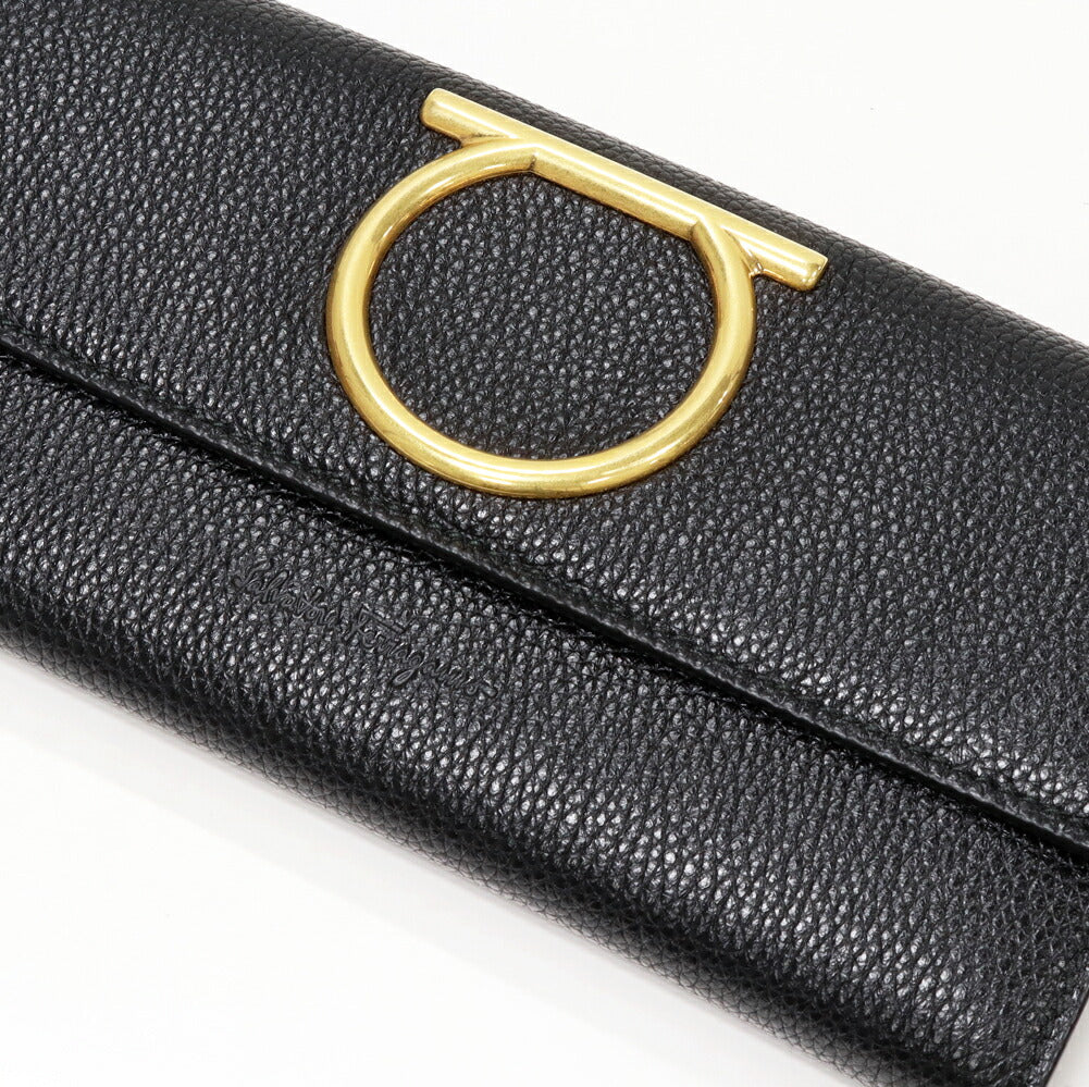 Salvatore Ferragamo Gancini Zip Wallet Black