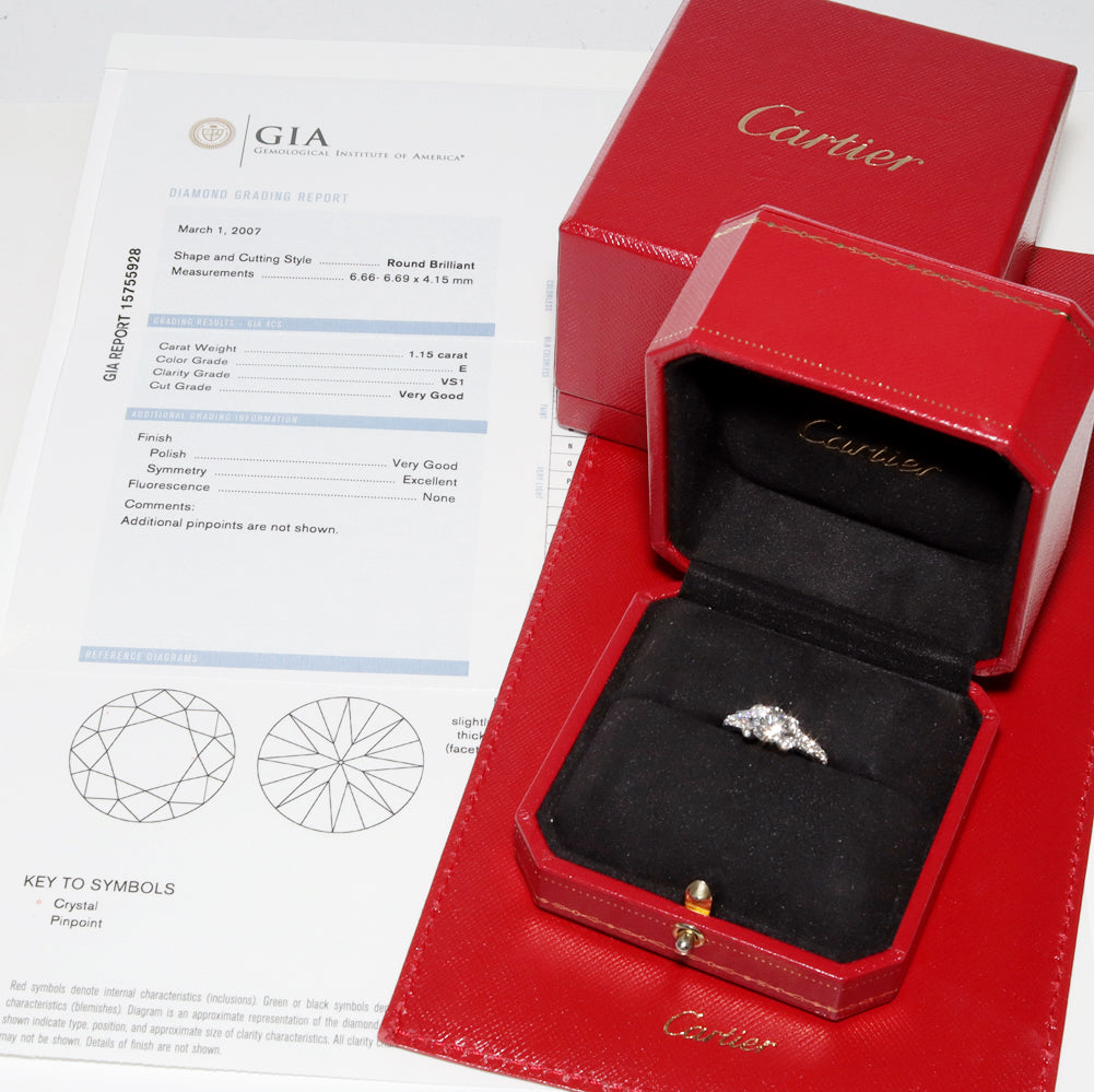 Cartier Pt950 Diamond Ballerina Solitaire Ring in Great Condition