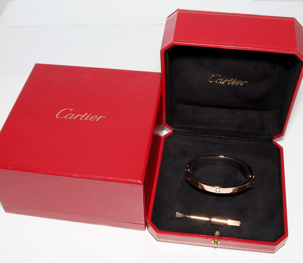 Cartier K18PG Love Bracelet Bangle #17 in Great Condition