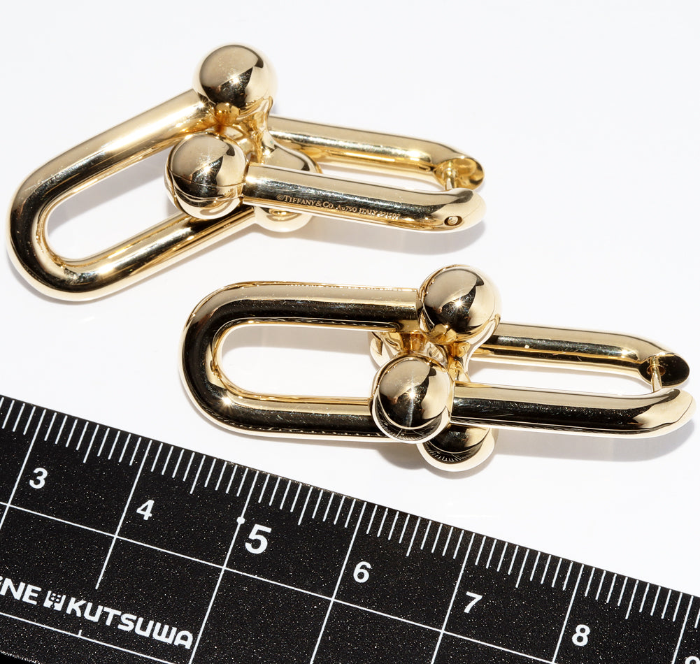 Tiffany & Co K18YG Hardware Extra Large Link Earrings in Great Condition