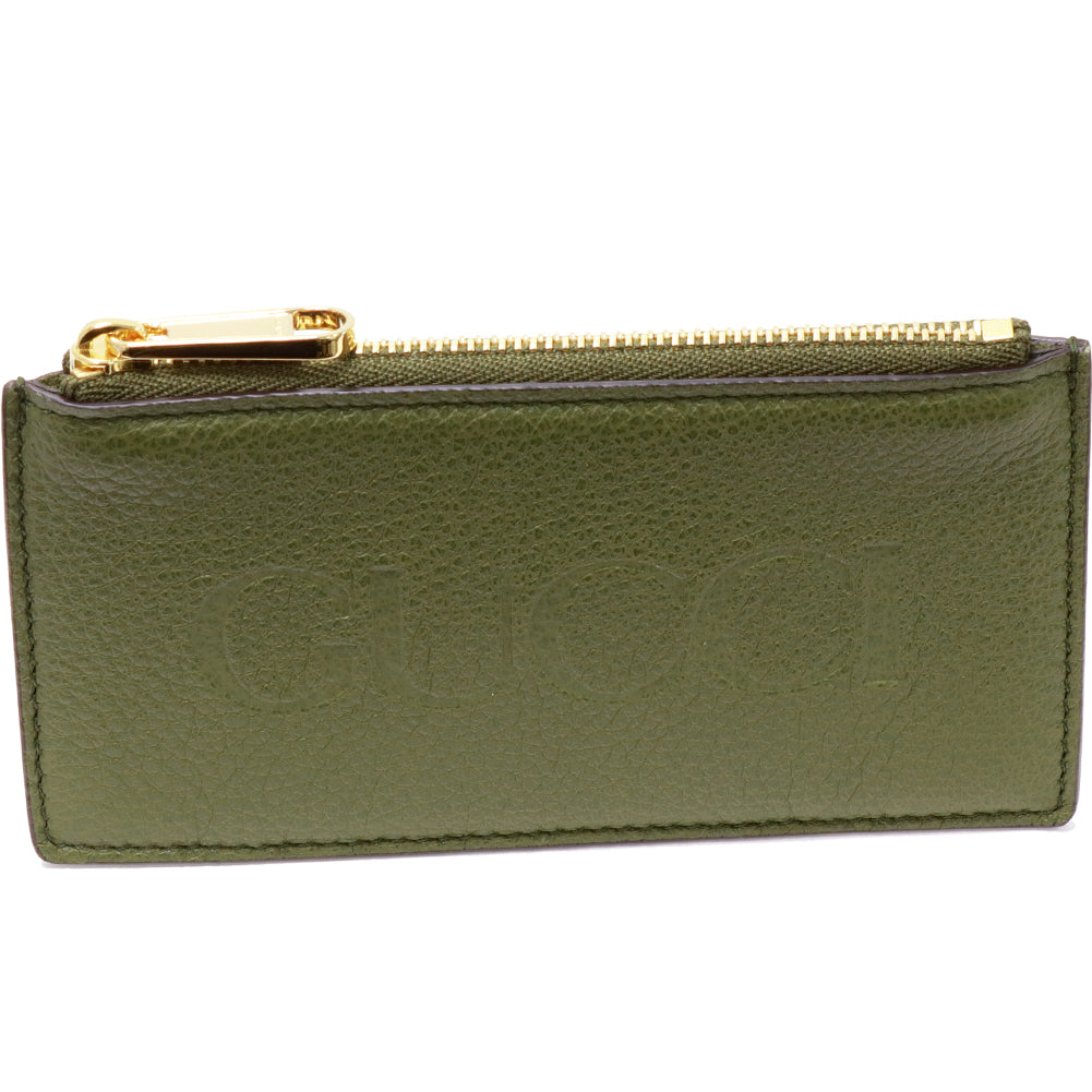 Gucci Calf Fragment Case Card Holder Olive Green in Pristine Condition