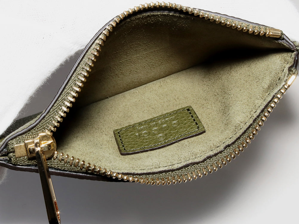 Gucci Calf Fragment Case Card Holder Olive Green in Pristine Condition