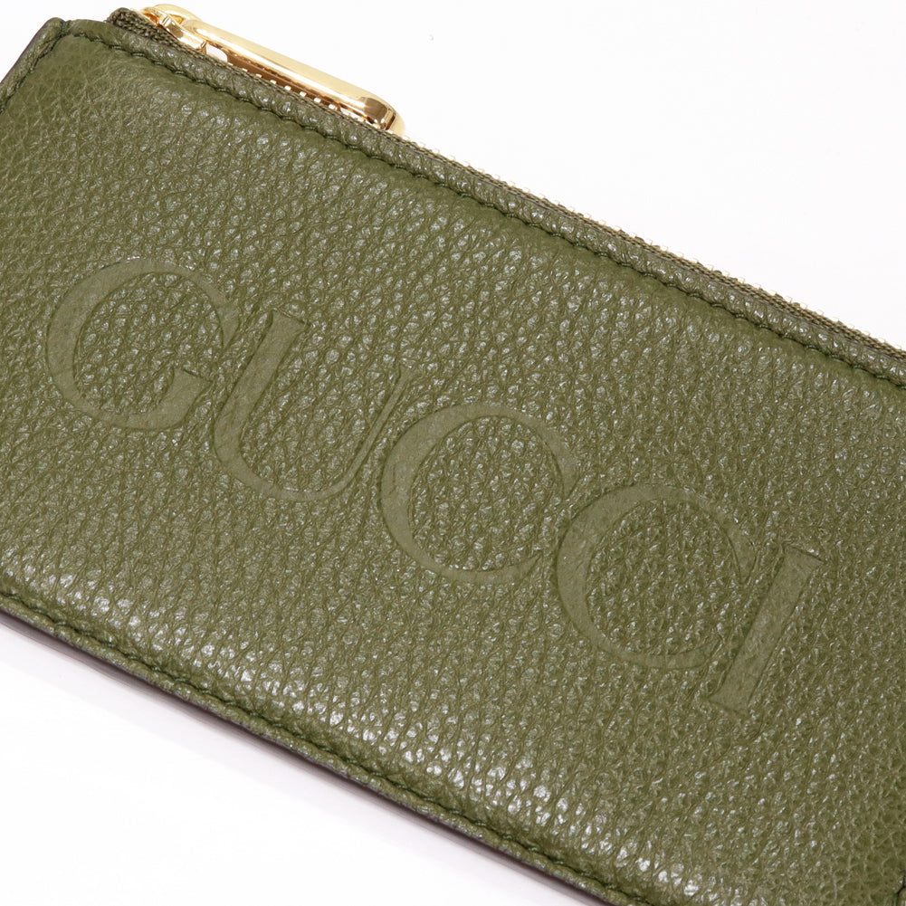 Gucci Calf Fragment Case Card Holder Olive Green in Pristine Condition