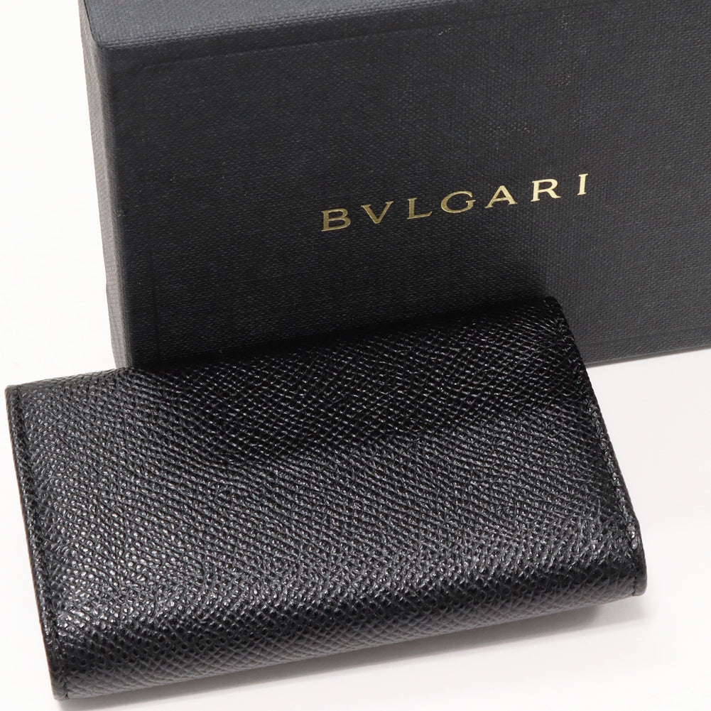 Bvlgari Grain Calf Leather 6 Key Case Black in Pristine Condition