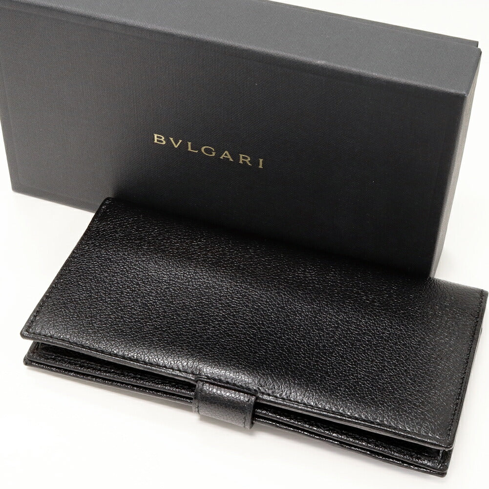 Bvlgari Black Leather Long Wallet 22161