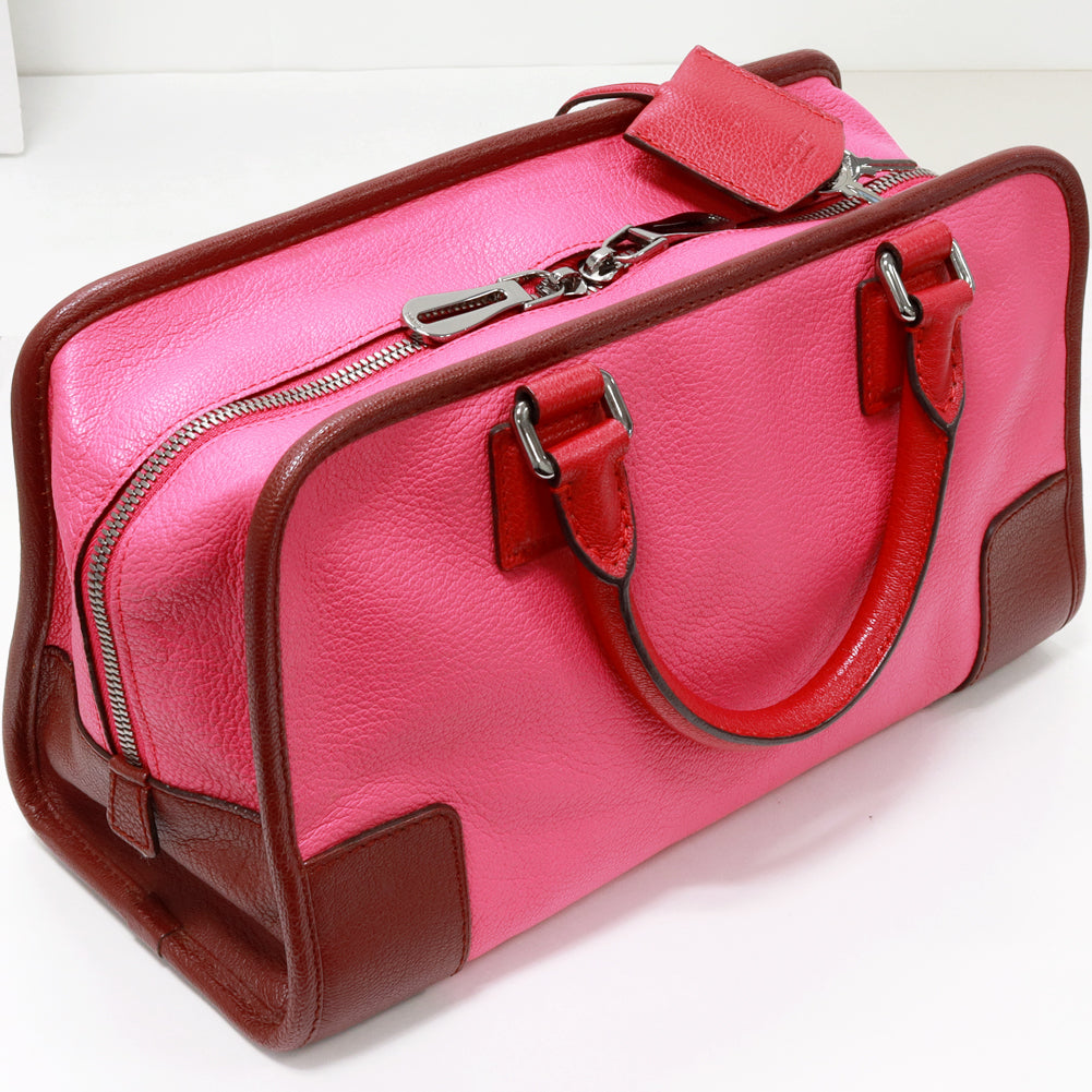 Loewe Amazona 28 Goat Skin Handbag Pink x Bordeaux in Great Condition