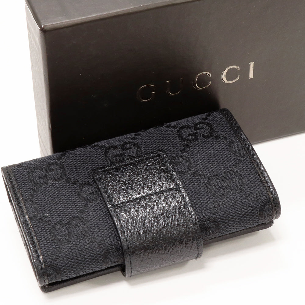 Gucci GG Canvas Leather 6 Key Case 118101 in Pristine Condition