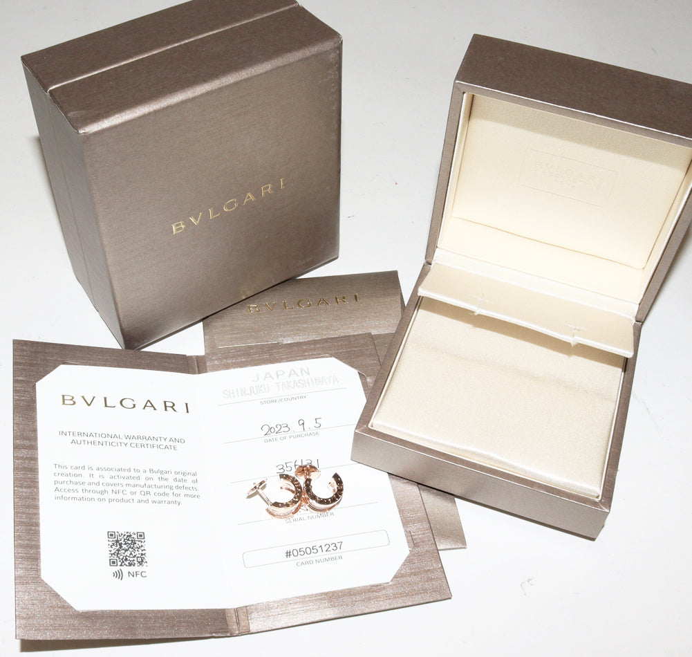 Bvlgari K18PG Diamond Hoop Earrings 356131 in Great Condition