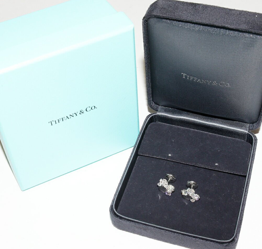 Tiffany Pt950 Diamond Cushion Cut Paper Flower Earrings