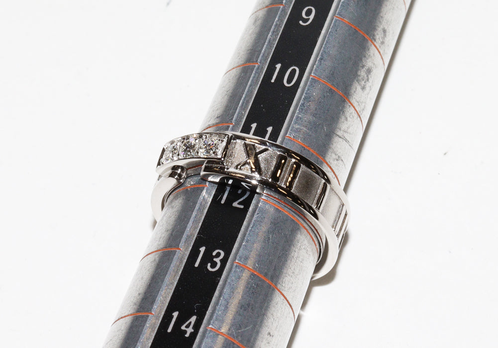 Tiffany & Co K18WG Diamond Atlas Ring 11.5 in Great Condition