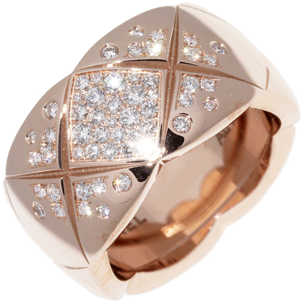 Chanel K18 Beige Gold Diamond Coco Crush Ring Large Model in Great Condition