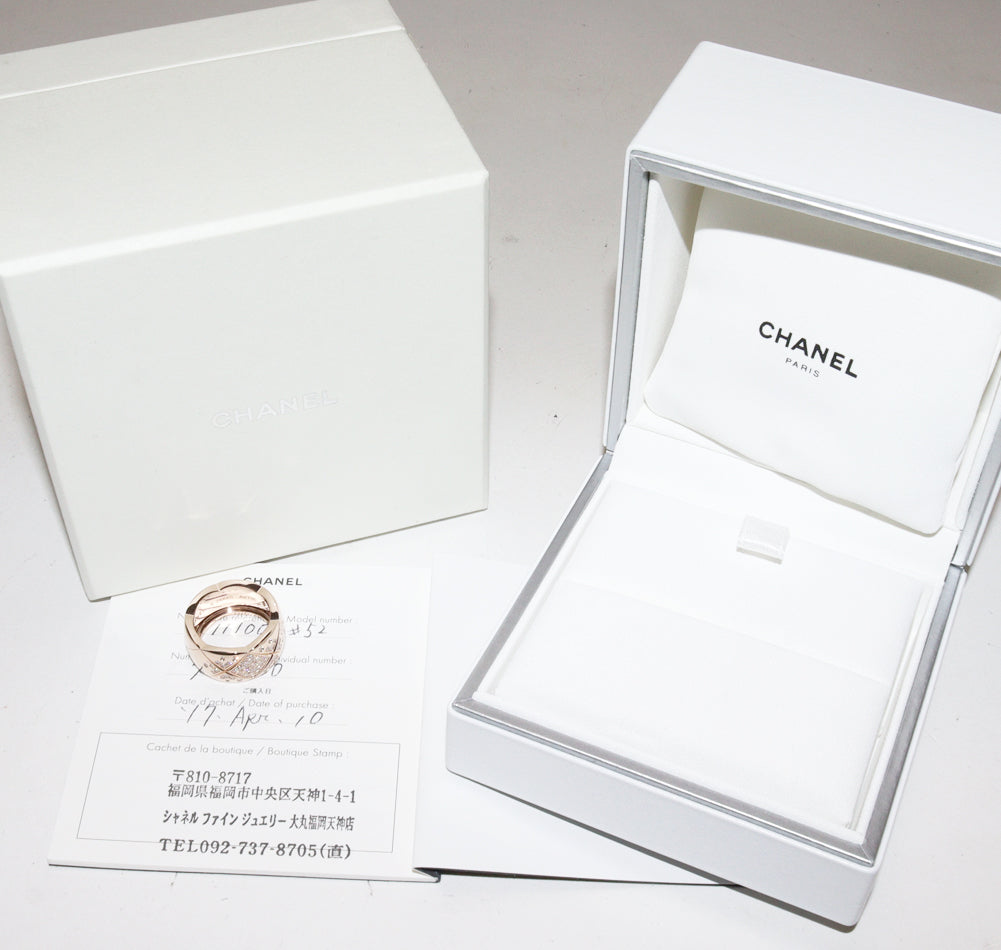 Chanel K18 Beige Gold Diamond Coco Crush Ring