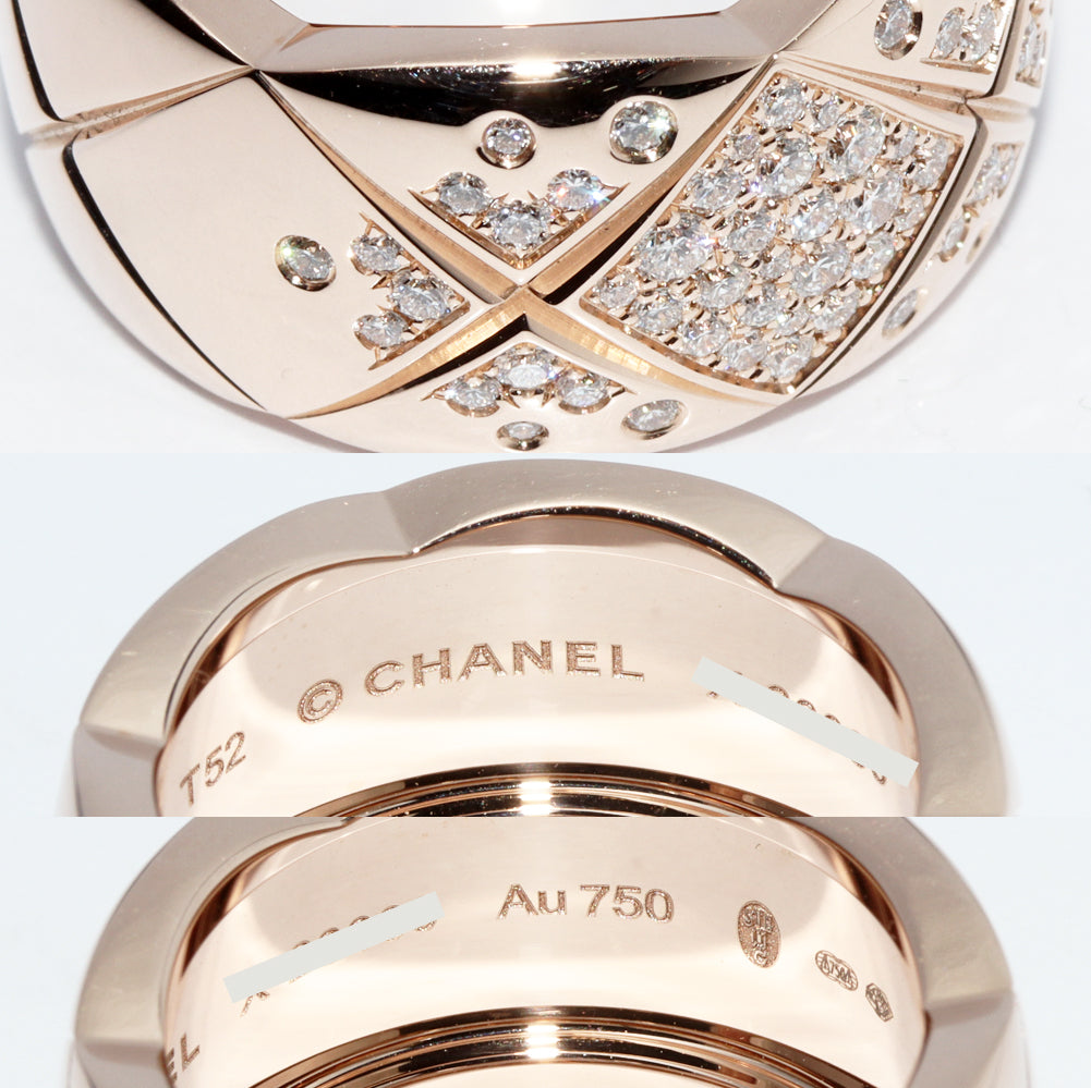 Chanel K18 Beige Gold Diamond Coco Crush Ring