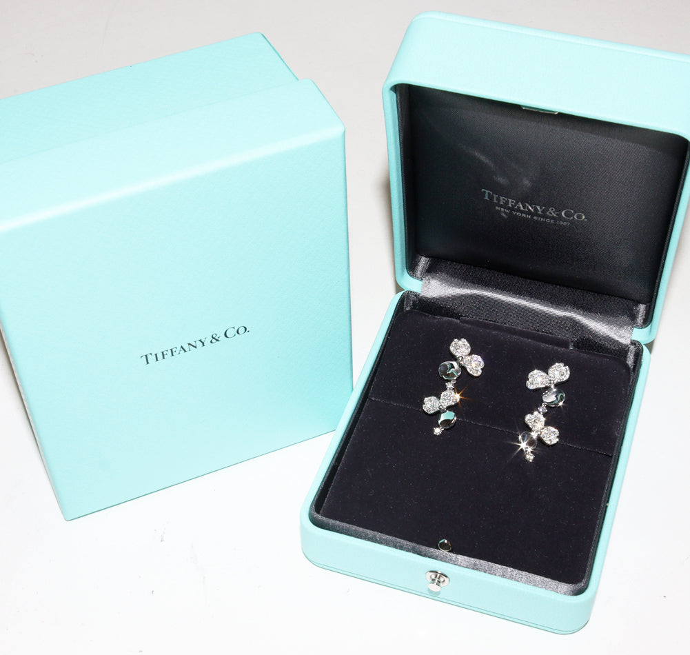 Tiffany & Co Pt950 Diamond Paper Flower Earrings in Great Condition