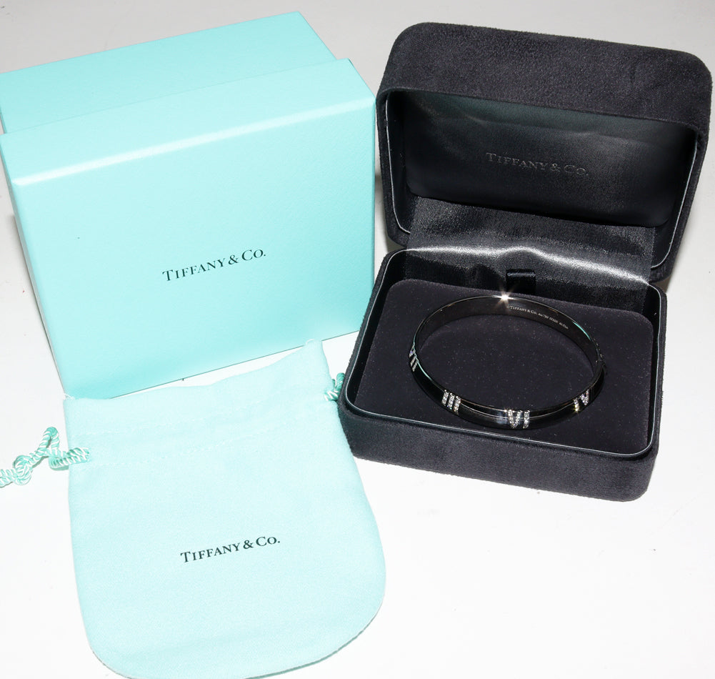 Tiffany & Co Diamond K18WG Bangle Bracelet