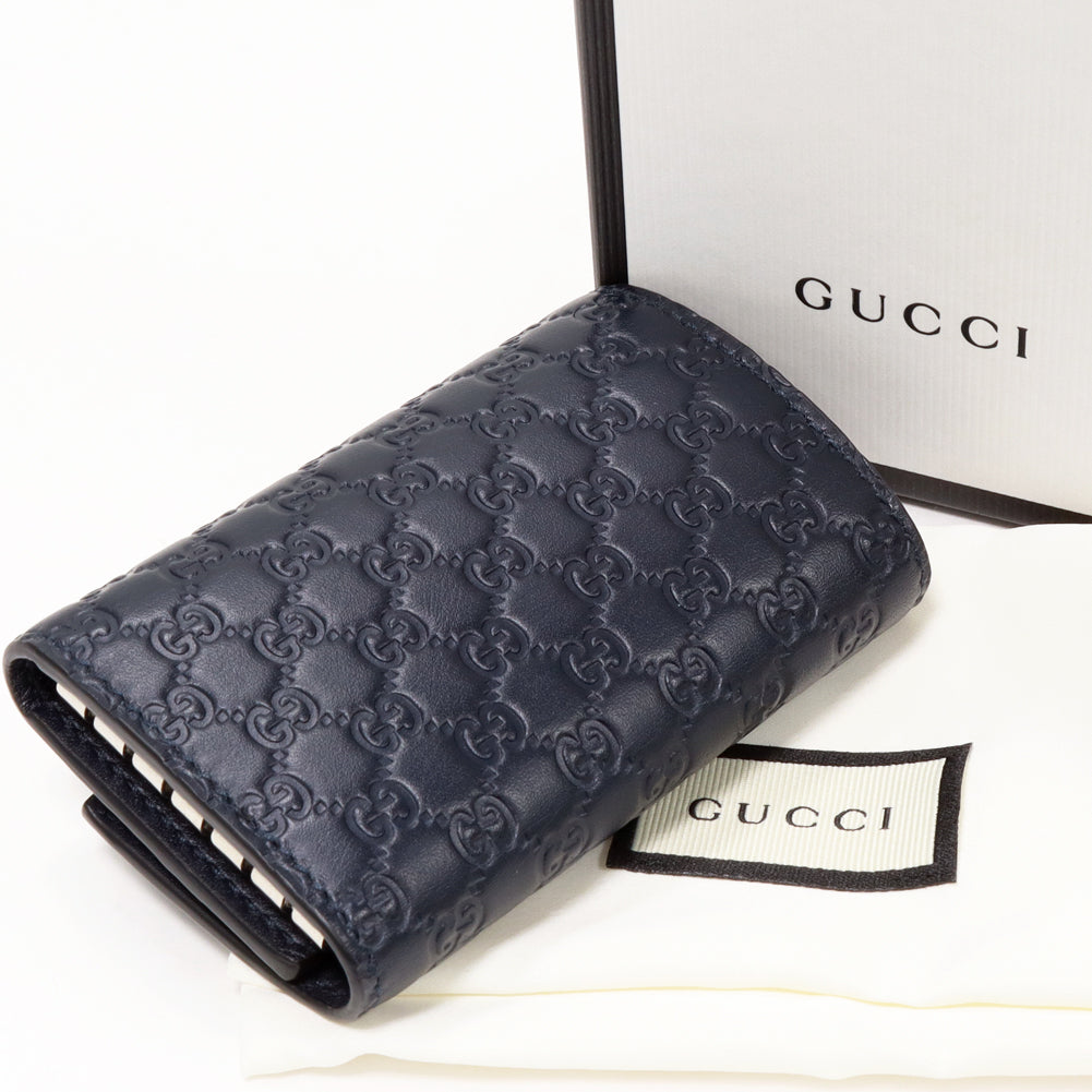 Gucci 6 Key Case Microguccissima Calf Navy 150402 in Pristine Condition