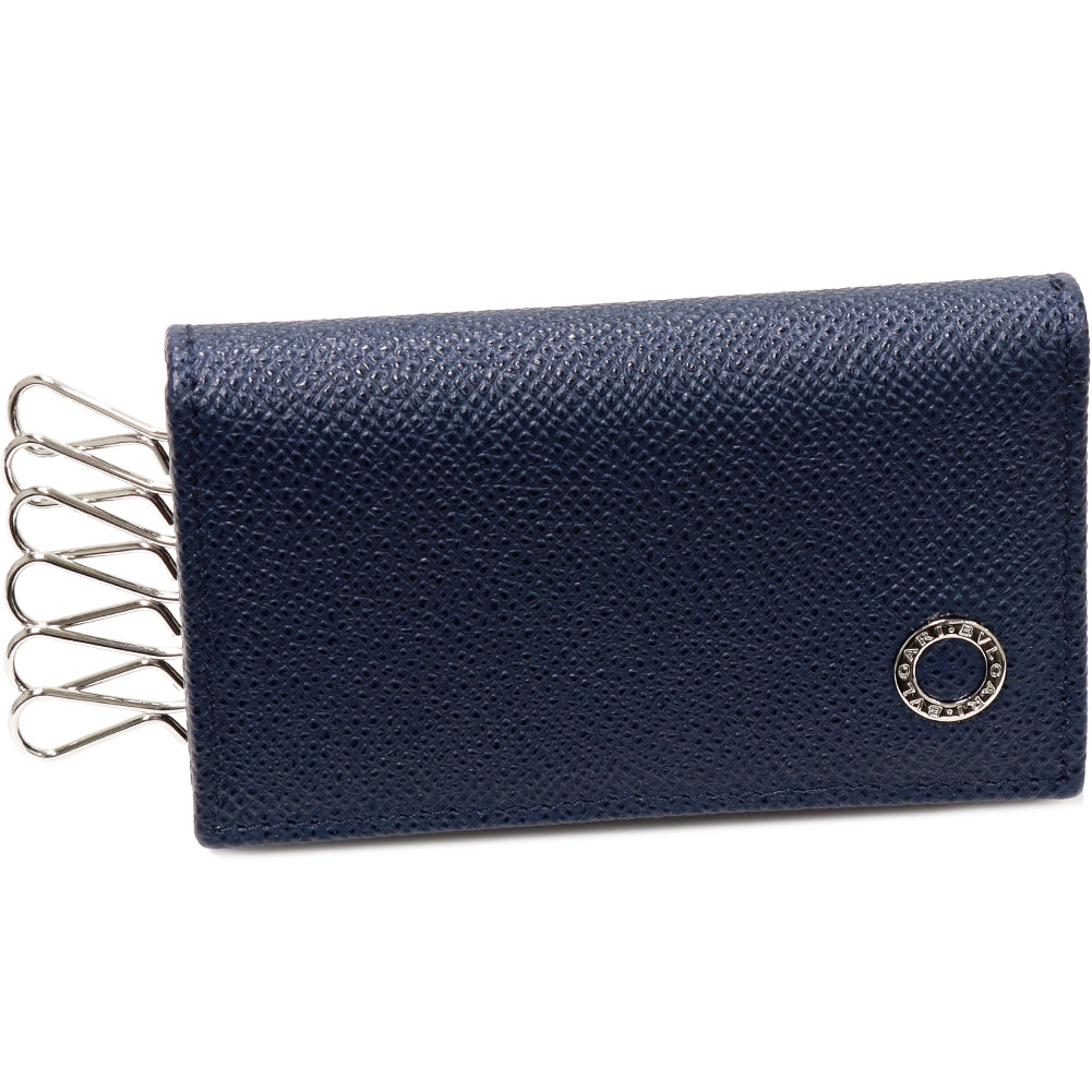 Bvlgari Grain Leather 6 Key Case Navy 39318