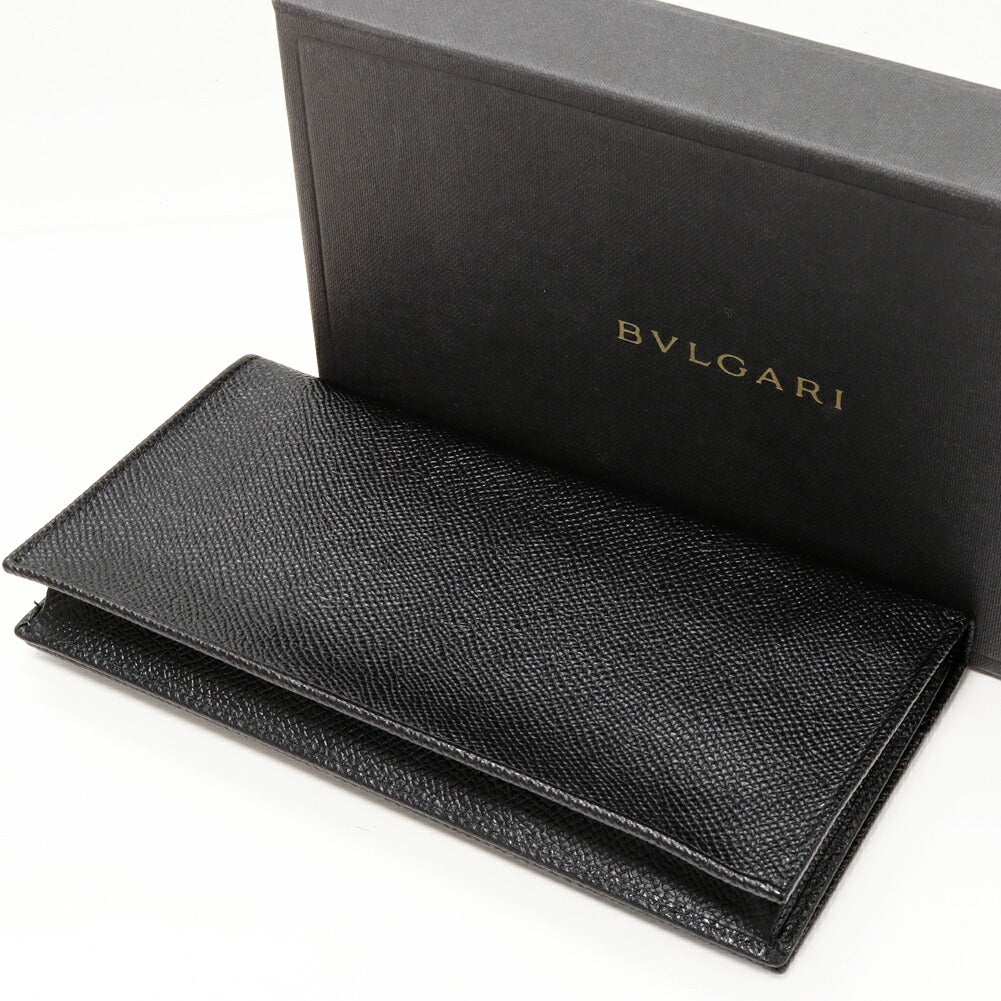 Bvlgari Grain Leather Long Wallet Black