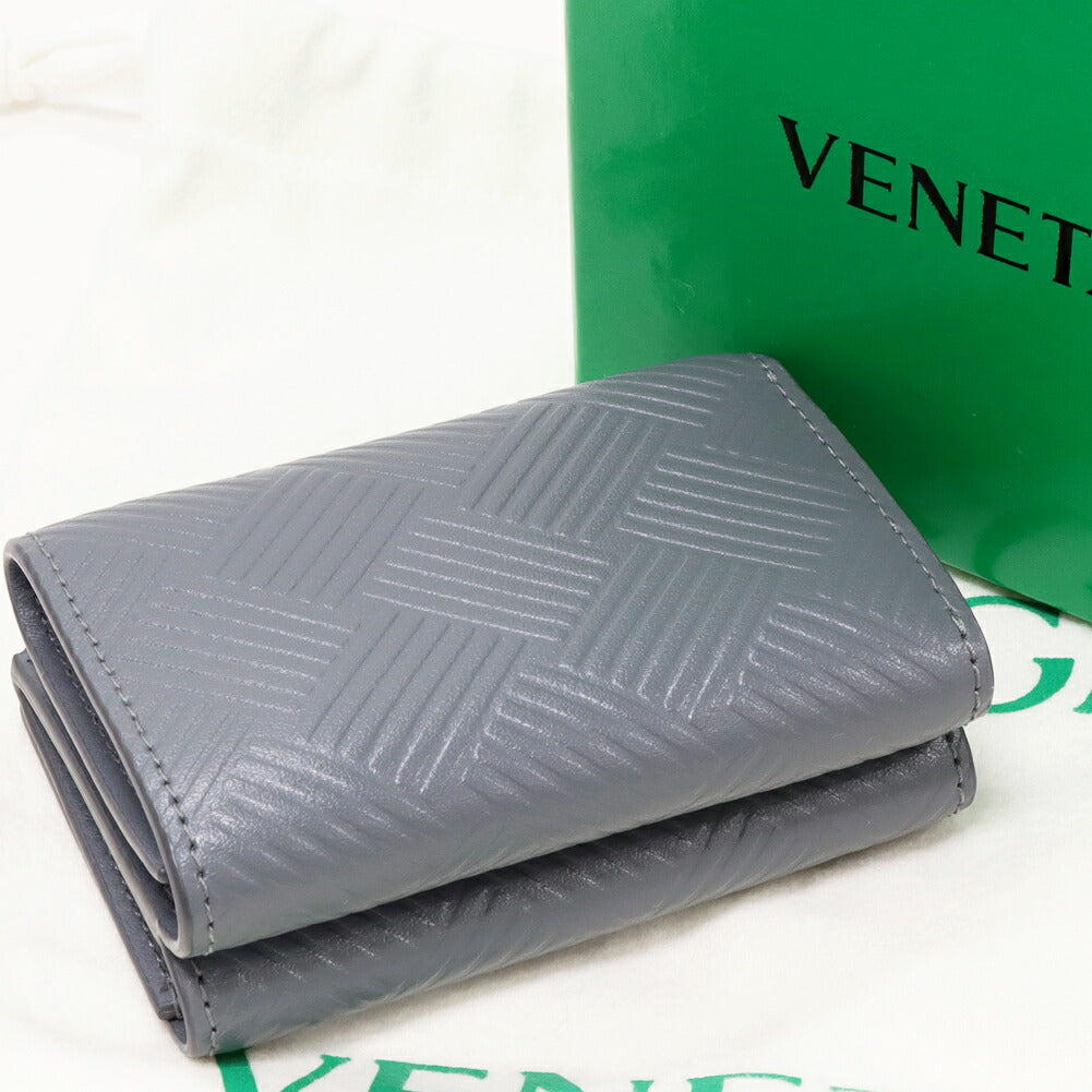 Bottega Veneta Compact Trifold Wallet Gray