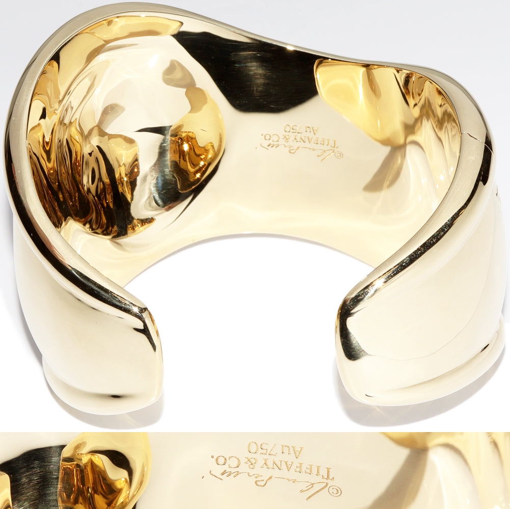 Tiffany K18YG Tiger Eye Elsa Peretti Bone Cuff Bangle