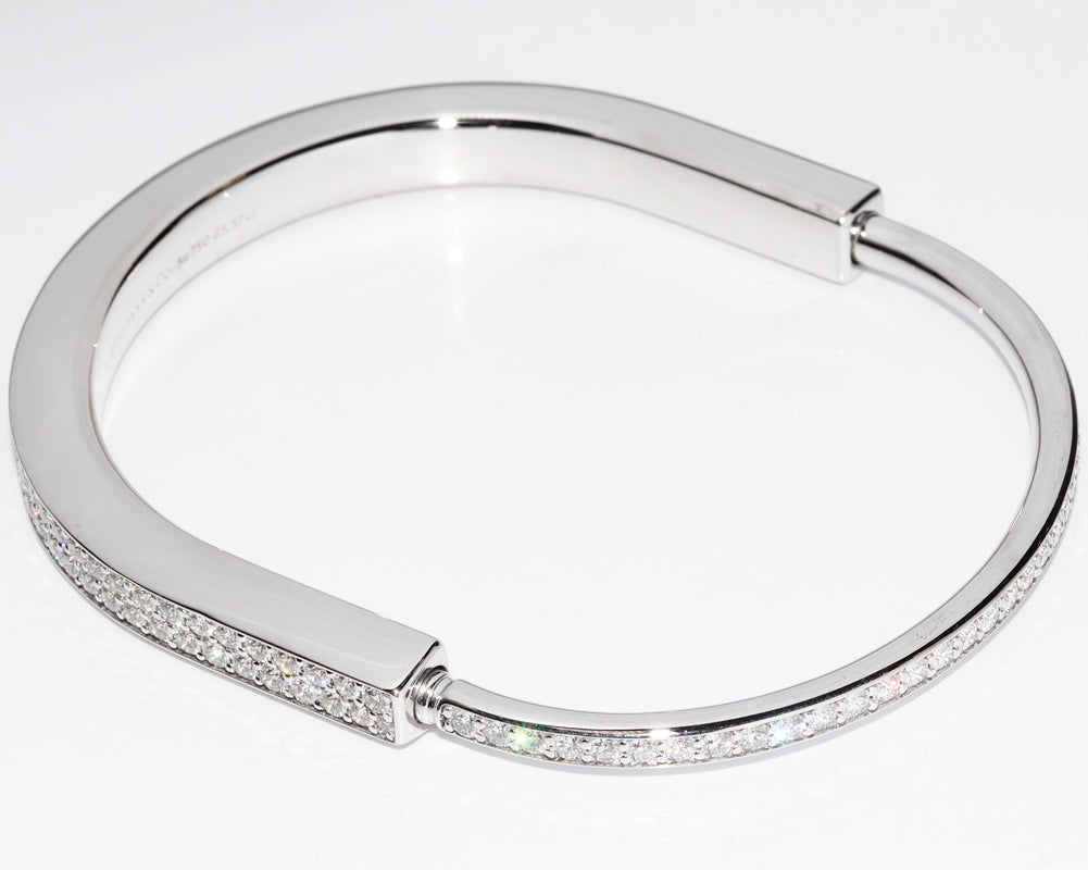 Tiffany & Co K18WG White Gold Diamond Bracelet 5.57ct Extra Large Full Pave in Great Condition