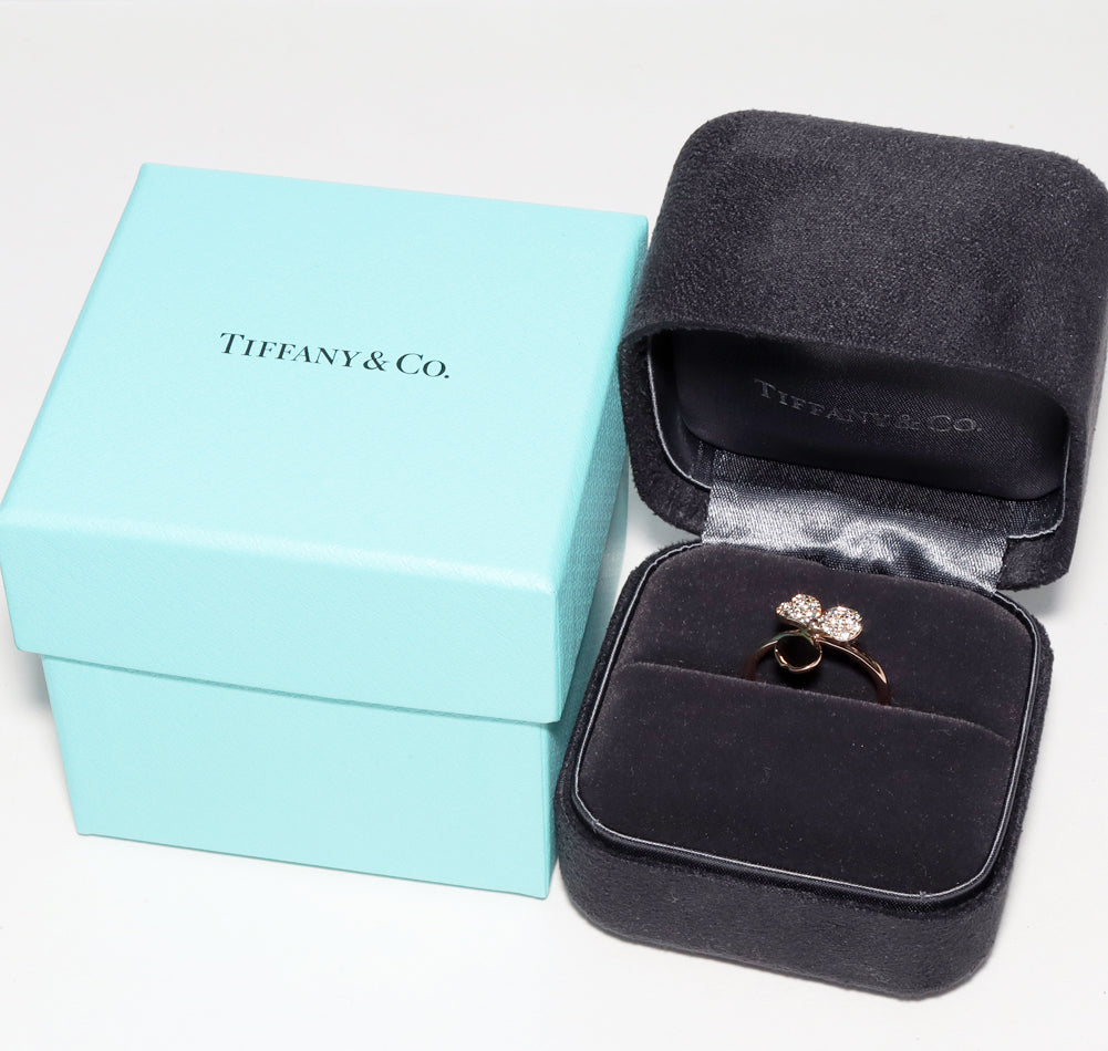 Tiffany & Co K18PG Diamond Paper Flower Ring in Great Condition