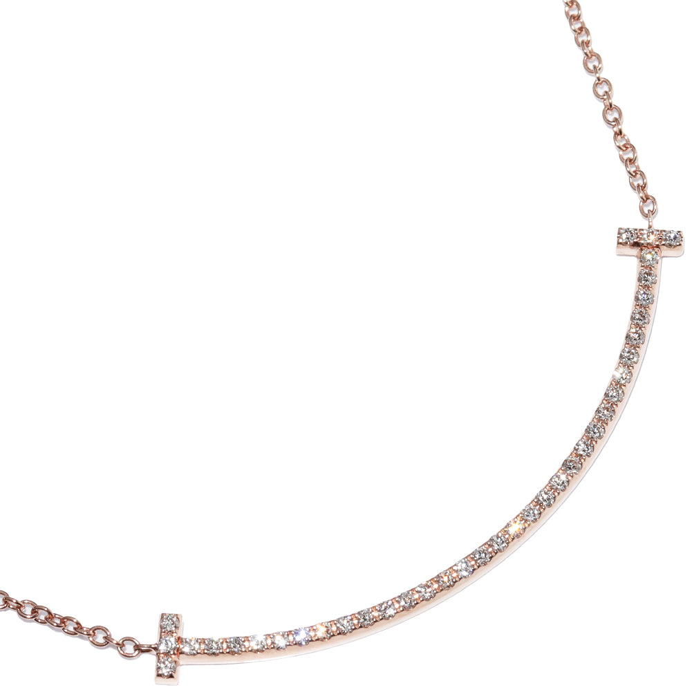 Tiffany & Co K18PG Diamond Pendant Necklace