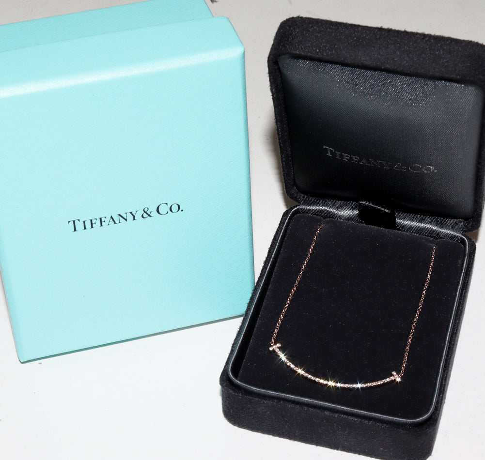 Tiffany & Co K18PG Diamond Pendant Necklace