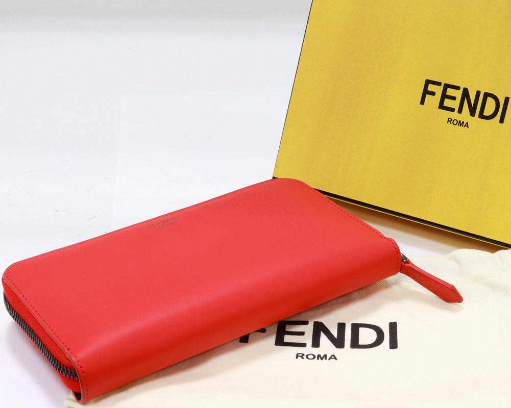 Fendi Bugs Monster Leather Zip-Around Wallet in Pristine Condition