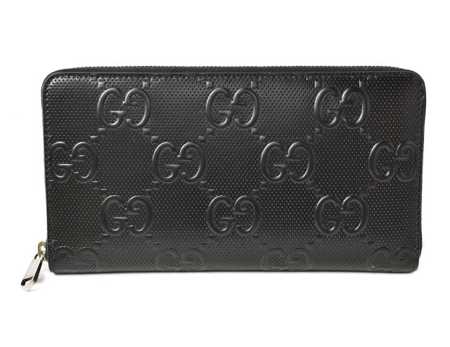 Gucci Leather Zip-Around Wallet GG Signature Embossed in Pristine Condition