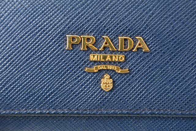 Prada Leather Key Case/Key Holder 1PG222 Blue in Great Condition