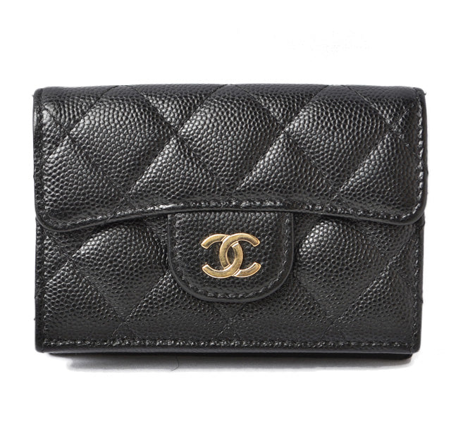 Chanel Caviar Skin Compact Wallet A84401 in Pristine Condition