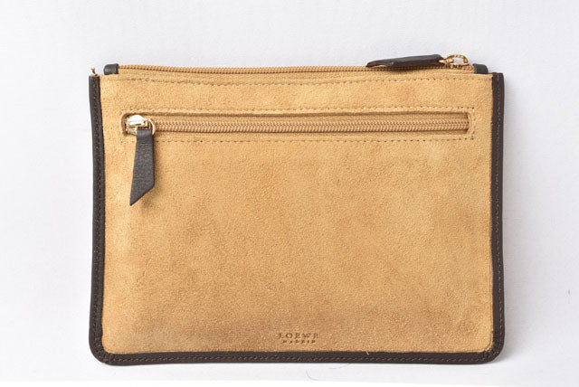 Loewe Leather Clutch Pouch/Flat Pouch Beige/Brown in Great Condition