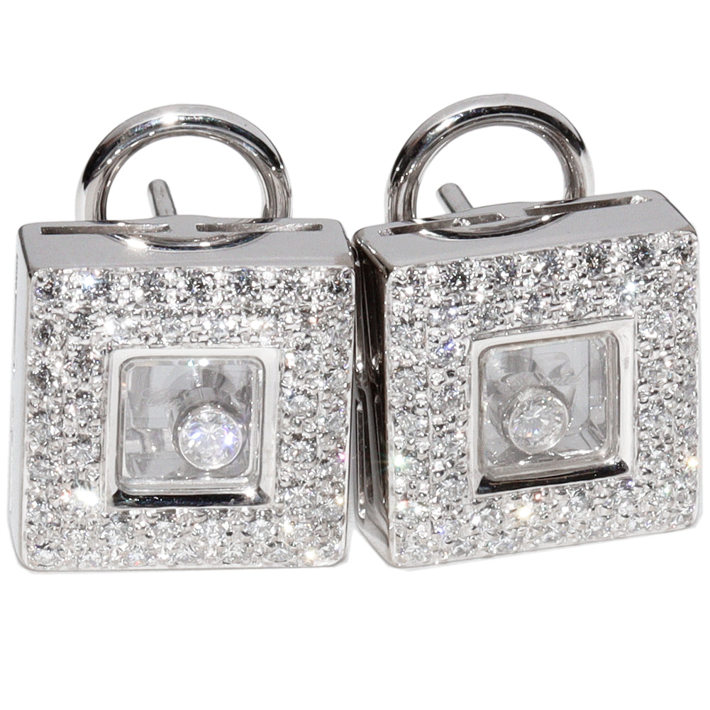 Chopard K18WG Diamond Happy Earrings