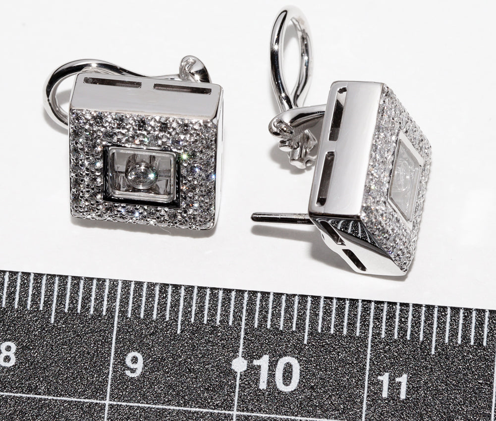 Chopard K18WG Diamond Happy Earrings