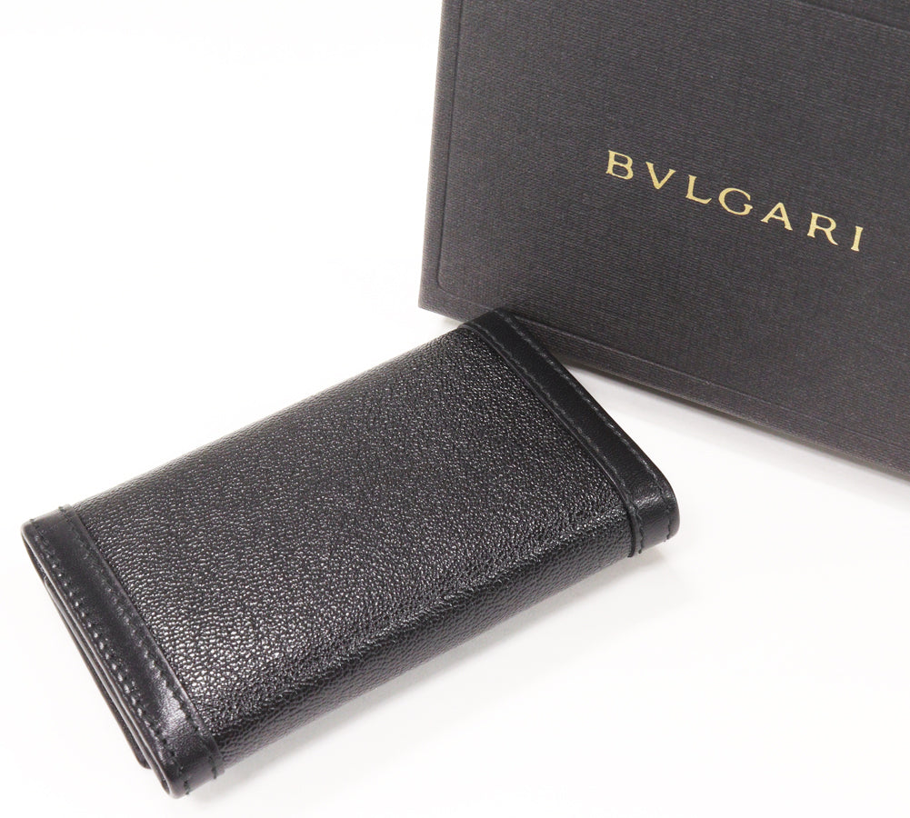 Bvlgari Doppio Tondo 6 Key Case Black Calf 26867 in Pristine Condition