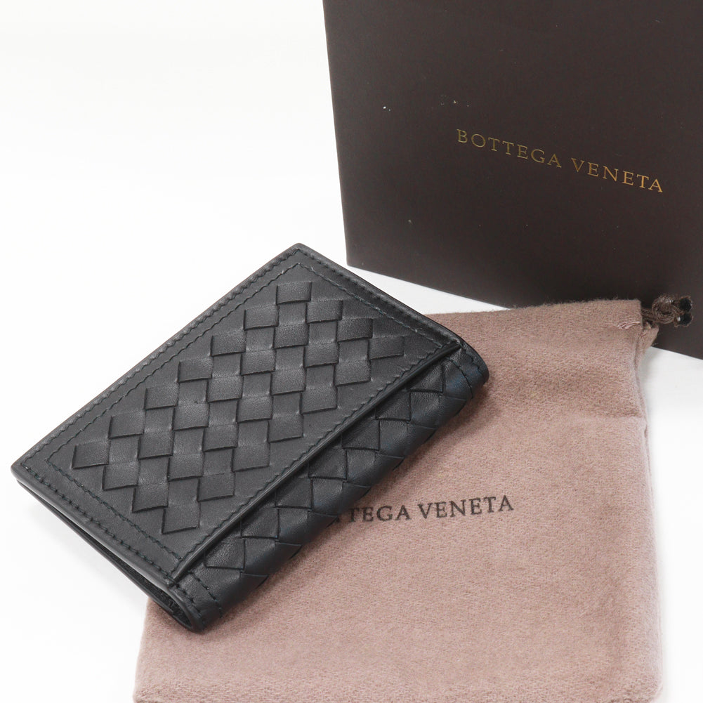 Bottega Veneta Bifold Card Case Intrecciato Calf Black in Pristine Condition