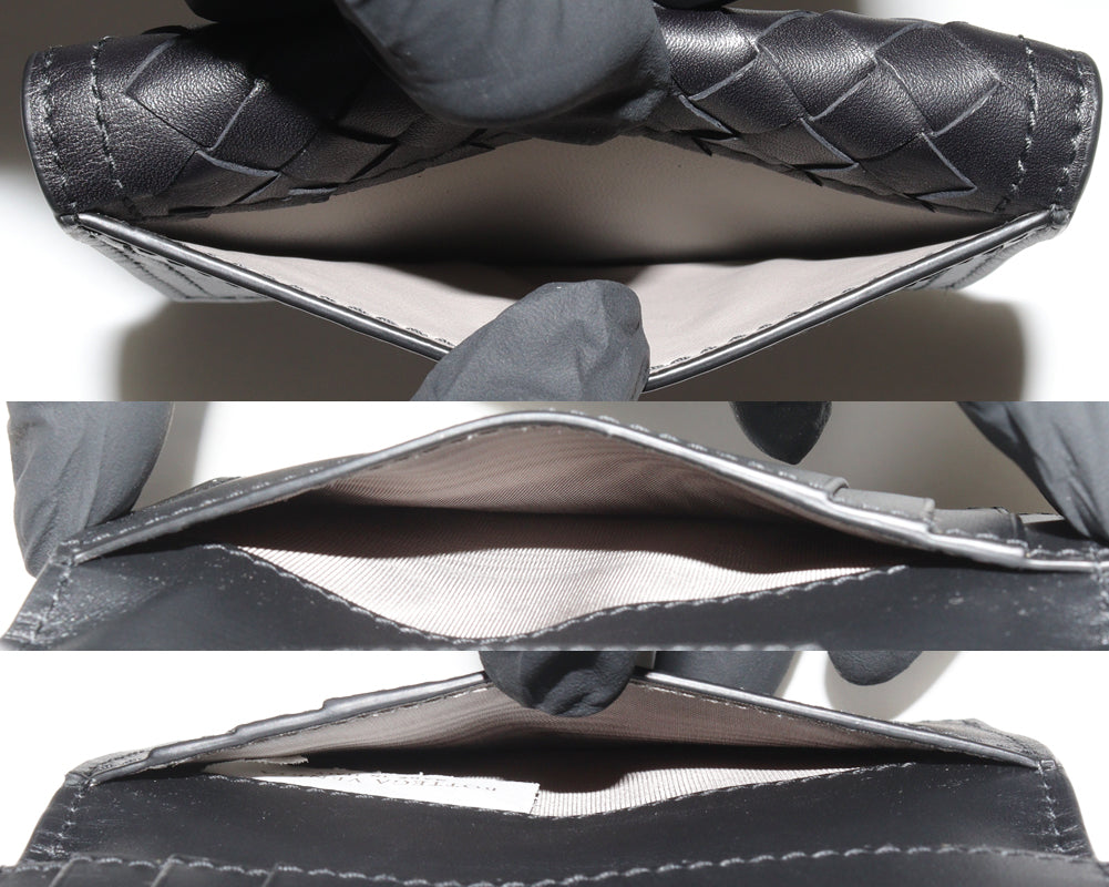 Bottega Veneta Bifold Card Case Intrecciato Calf Black in Pristine Condition