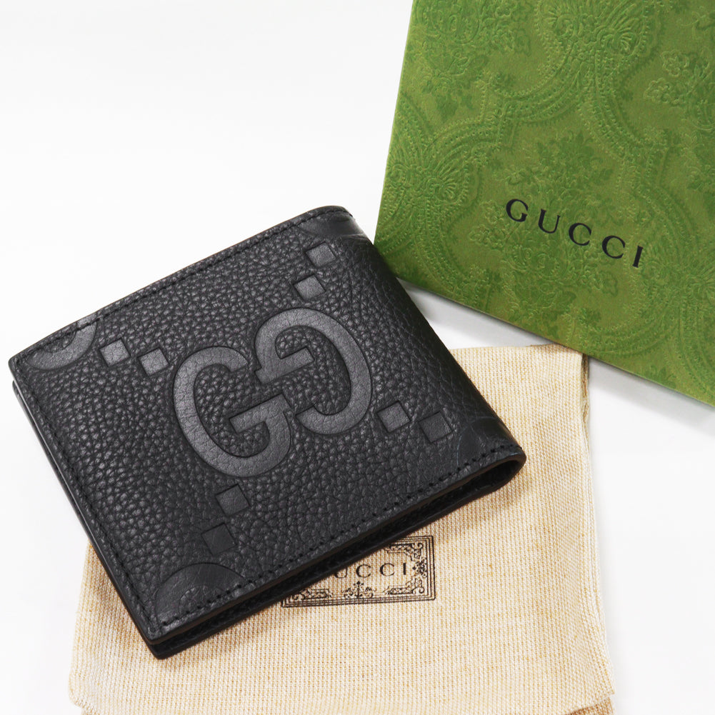 Gucci Jumbo GG Bifold Wallet with Coin Pocket, Black Calf in Pristine Condition