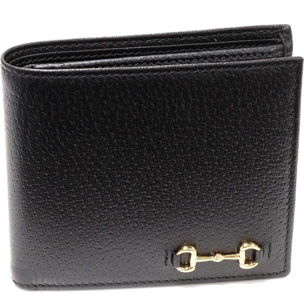 Gucci Bifold Wallet Horsebit Coin Wallet Calf Black in Pristine Condition