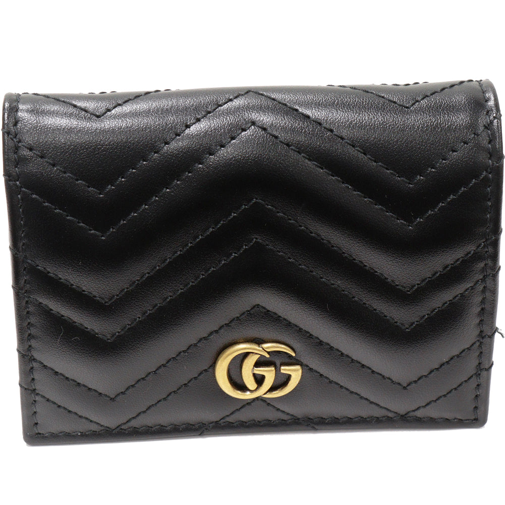 Gucci Bifold Wallet GG Marmont Black Calf Leather in Pristine Condition