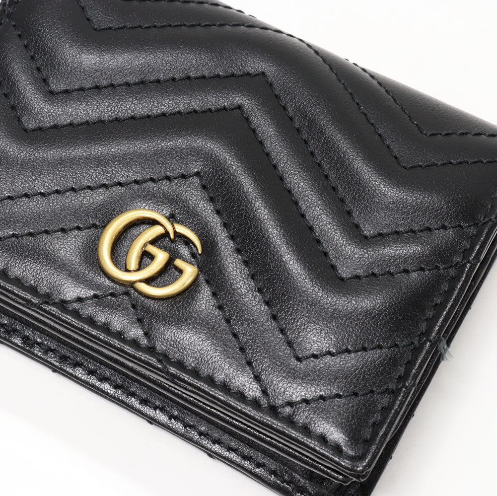 Gucci Bifold Wallet GG Marmont Black Calf Leather in Pristine Condition